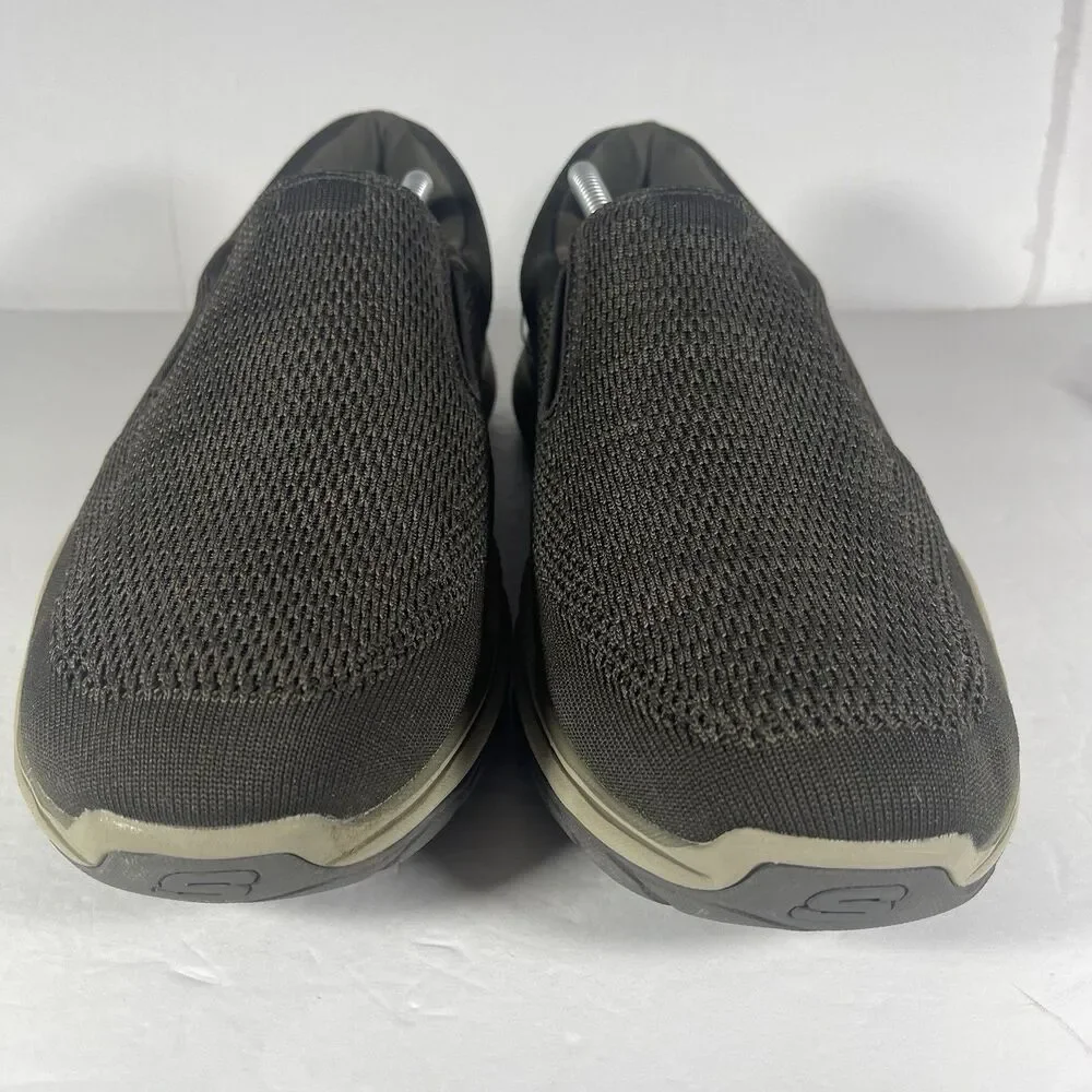 Skechers Relaxed Fit Memory Foam Shoes Mens 12 Olive Brown Slip On 204000 OLBR